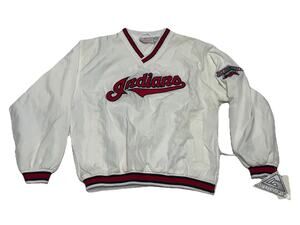 Vintage Cleveland Indians Jacket Youth Size L White Pullover 90s NEW!!!